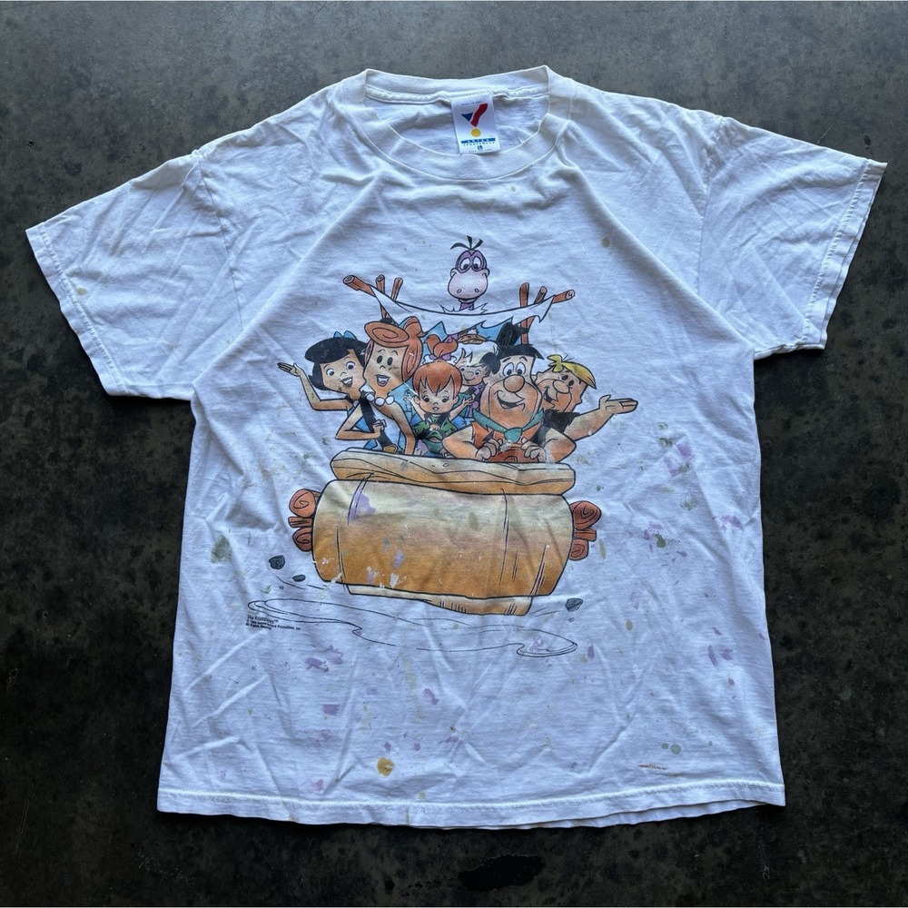 VTG 1994 The Flintstones Hanna-Barbera Paint Splatter 90s T Shirt Size Large